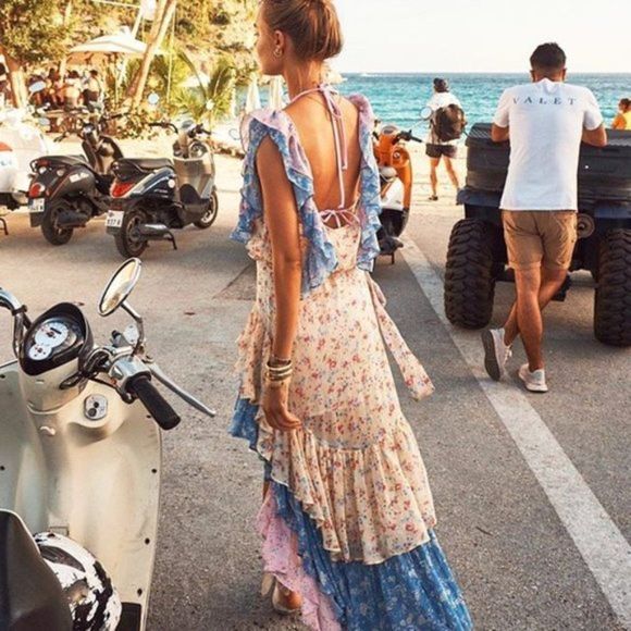 LoveShackFancy Lisette Asymmetric Silk Tiered Ruffle Maxi Skirt - Size 10 - Picture 5 of 14